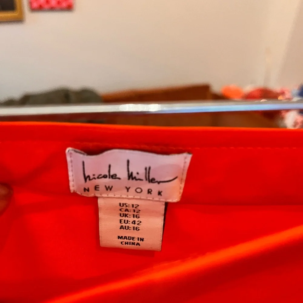 Nicole Miller Orange satin midi skirt - Picture 4 of 4